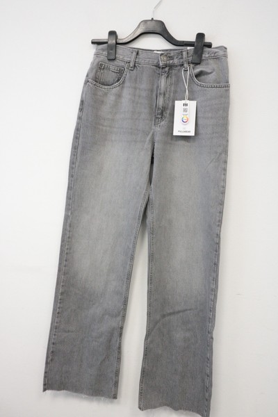 Pull & Bear Damen Jeans Hose Sraight Fit High Rise Grau 02988 Gr.38 Neu-image