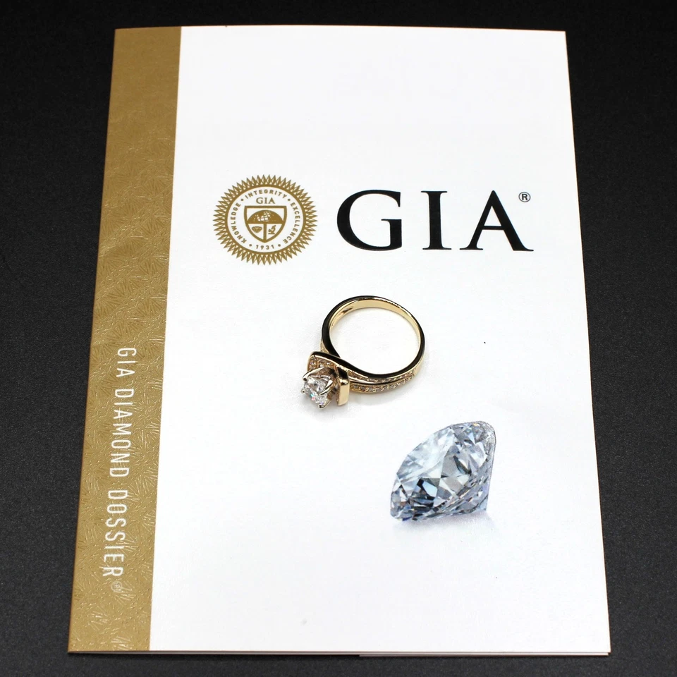 GIA 1.28CT D VS1 NATURAL DIAMOND CERTIFIED ENGAGEMENT RING 14k YG WEDDING BAND! - Image 2 of 4