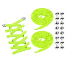 3Pairs No Tie Shoe Laces, Elastic Tieless Shoelaces with End Clips, Green