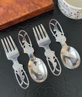 Two Rare Pairs International Sterling Silver Rabbit Bunny Baby Spoon Fork c1940