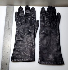 Vintage Women  s Leather Gloves Black Size 7 
