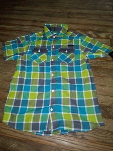 Boys-large-Sean-John-Blue-Check-Short-Sleeve-Button-Down-Shirt