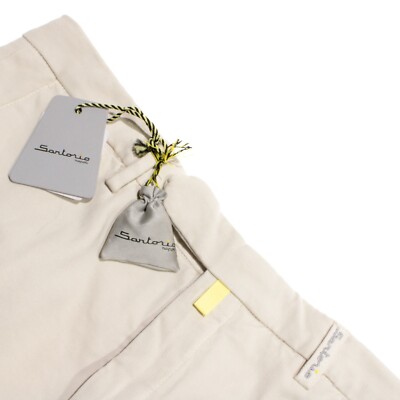 Sartorio Kiton NWD Chinos / Casual Pants Size 34 US In Solid Beige Cotton Blend