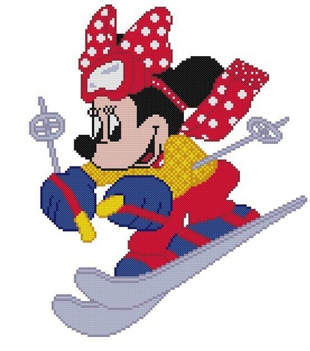 CROSS STITCH+ CRAFT PATTERN Minnie Mouse Snow Ski Poles Goggles Winter Sports - Picture 7 of 16