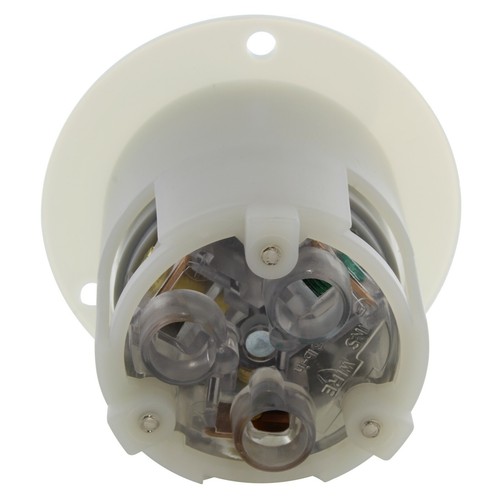 Toma de corriente con brida transparente/gris de 30 amperios 250 voltios NEMA L6-30R de AC WORKS® - Imagen 4 de 5