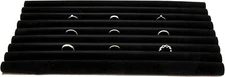 12 Tray Ring Inserts Liners Black Jewelry Holds 100 Rings 14 ⅛" x 7 ⅝" x 1"