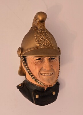 Vintage Bossons Chalkware Head - Victorian Fireman -with Original Tag & Box #179