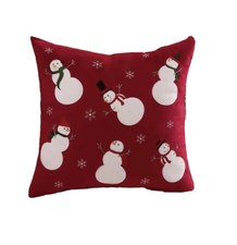 Red Velvet SNOWMAN FUN Christmas Throw Pillow Cover Winter Holiday Home Decor