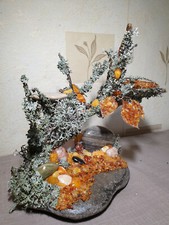 Baltic amber gems collectible Jewelry Tree stand Pedestal table plaque figurine