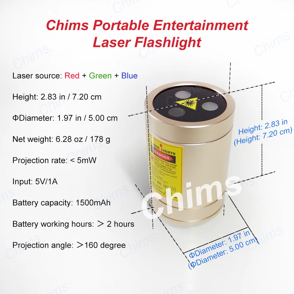 Chims Mini Laser Licht Tragbar Kabellos RGB 30 Gobo DJ Musik Party Weihnachten Camping - Bild 2 von 4