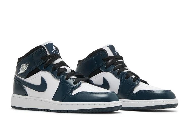 Navy blue and white jordan 1 top