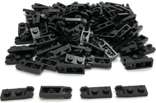 Lego 100 New Black Hinge Plates 1 x 2 Locking with 2 Fingers on End Parts