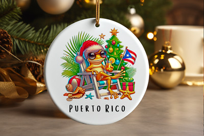 Feliz Navidad Puerto Rico Coqui Frog Christmas Ornament Holiday Decor