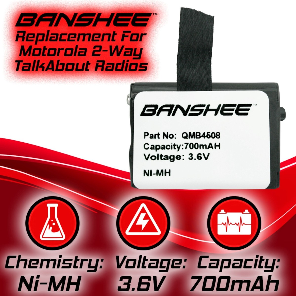 Kastar 2-Pack Battery Replacement For Motorola Walkie Talkies | 3.6V 1000mAh Ni-MH | Model 53617 KEBT086