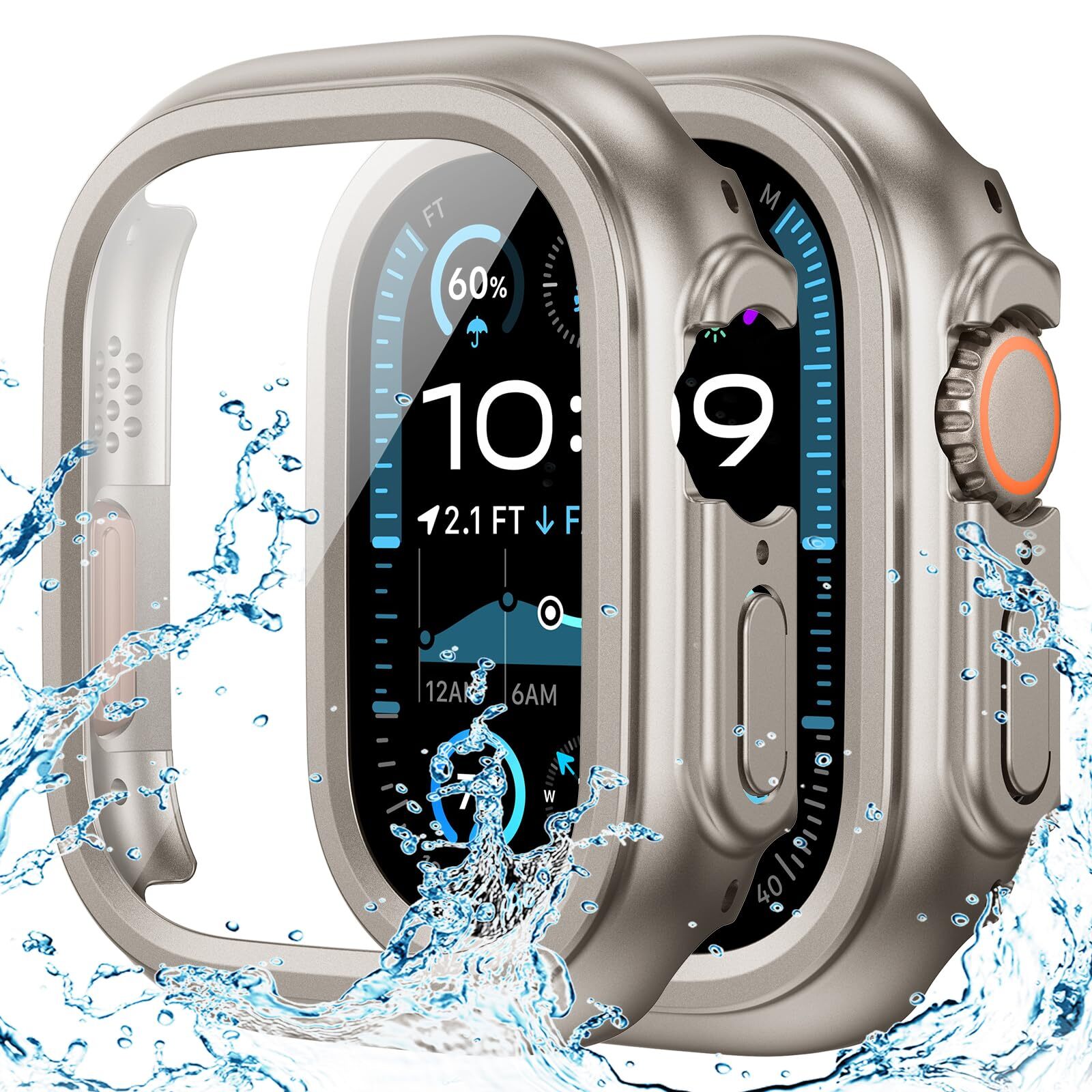 Goton Waterproof Case for Apple Watch Ultra Ultra2 2024 49mm Screen Protector, F