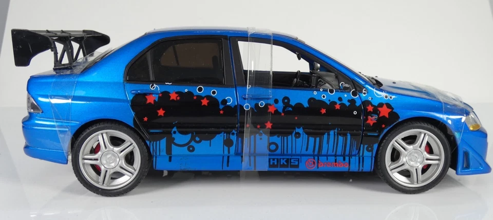 Coche de juguete Mitsubishi Fast Furious Tokyo Drift 1:18 Lancer Evo 7 VII azul raro Foto 2 de 4