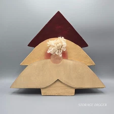 Vintage Santa Gift Box Christmas Tree Shape, Wood and Cardboard, 12" Long Unique