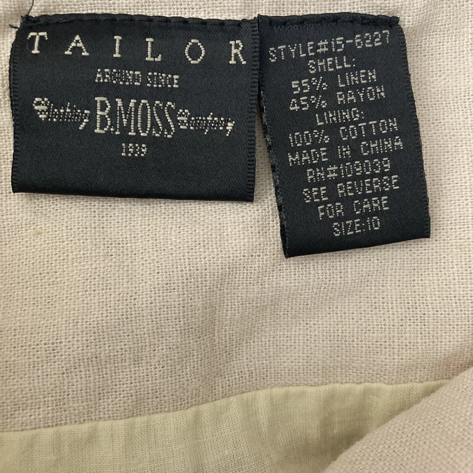 Falda vintage de sastre Bmoss para mujer talla 10 mezcla de lino plisada bordada beige Foto 3 de 4