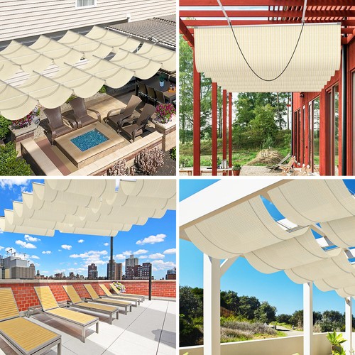 Waterproof Retractable Pergola Canopy Awning w/Steel Wire Patio Outdoor Yard - Picture 2 of 39