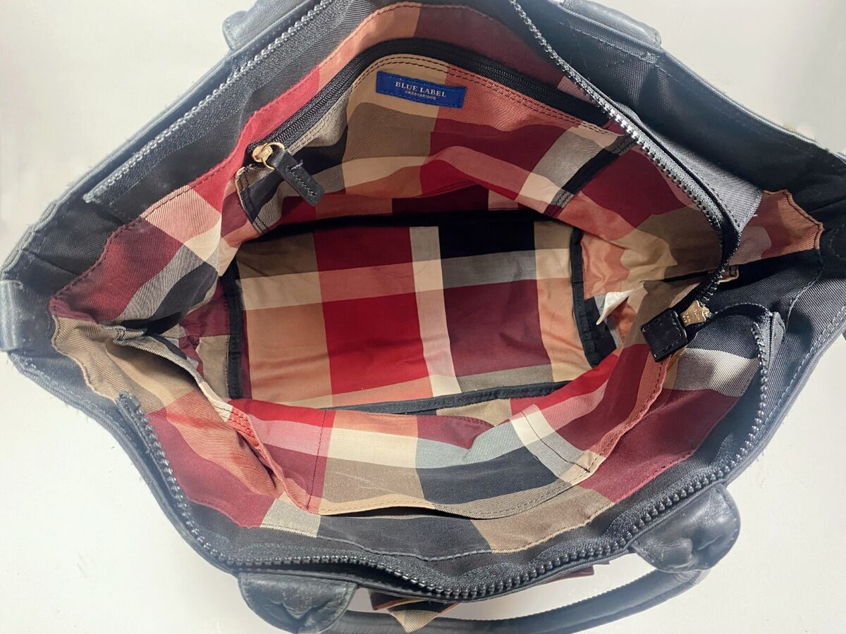 Auth BURBERRY BLUE LABEL Japan Large Tote Bag Nova Check Bow Auth BURBERRY BLUE LABEL Japan Large Tote Bag Nova Check Bow