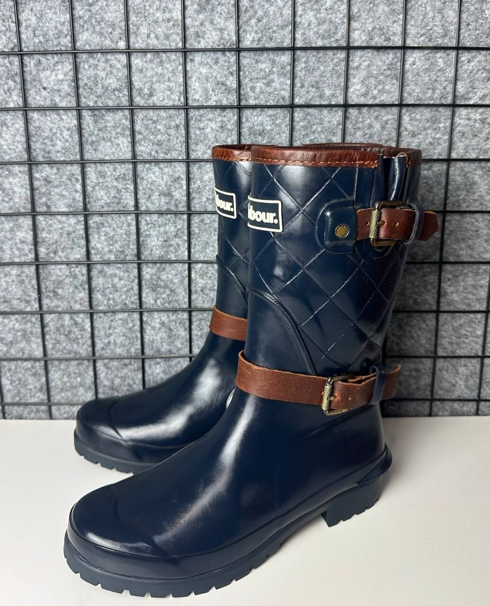 Barbour Quilt Tartan Lining Rubber Rain Boots Size UK - Main Image