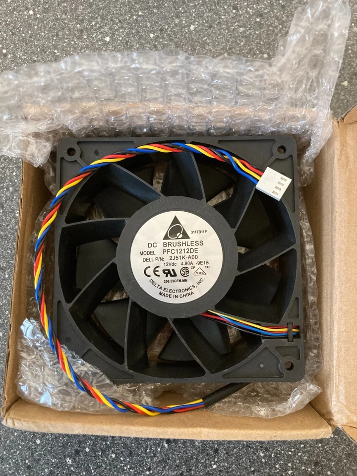 Delta Electronics DC Brushless Fan PFC1212DE 12V 4.80A Raffreddamento ad alte... - Immagine 2 di 4
