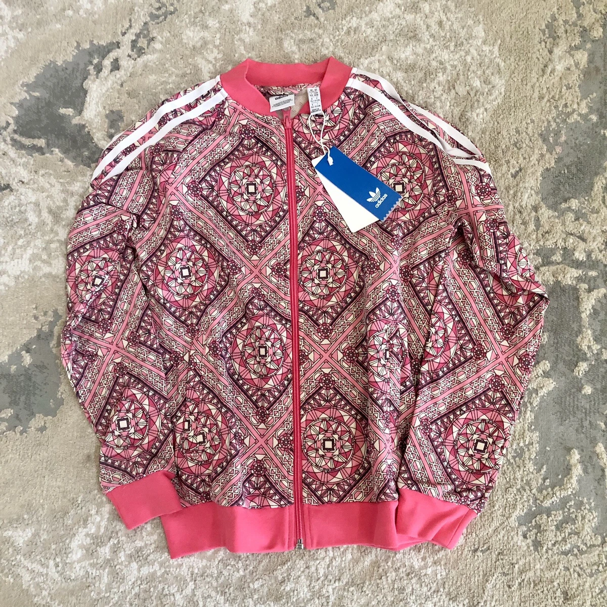 NWT ADIDAS ORIGINALS JUNIOR TRACK TOP CY2323 multicolor/PINK