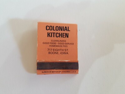 Matchbook Colonial Kitchen Boone Iowa missing some matches  B1