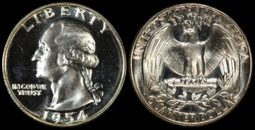 1954 Washington Quarter Proof Obsolete Silver US Type Coin Gem