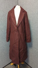 New Look Burgundy Bar Back Split Side Maxi Coat Uk 10 Rrp £44.99 Ln035 Bb 12