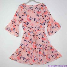 NEW Eliza J blush pink floral print half sleeve chiffon mini dress, 8