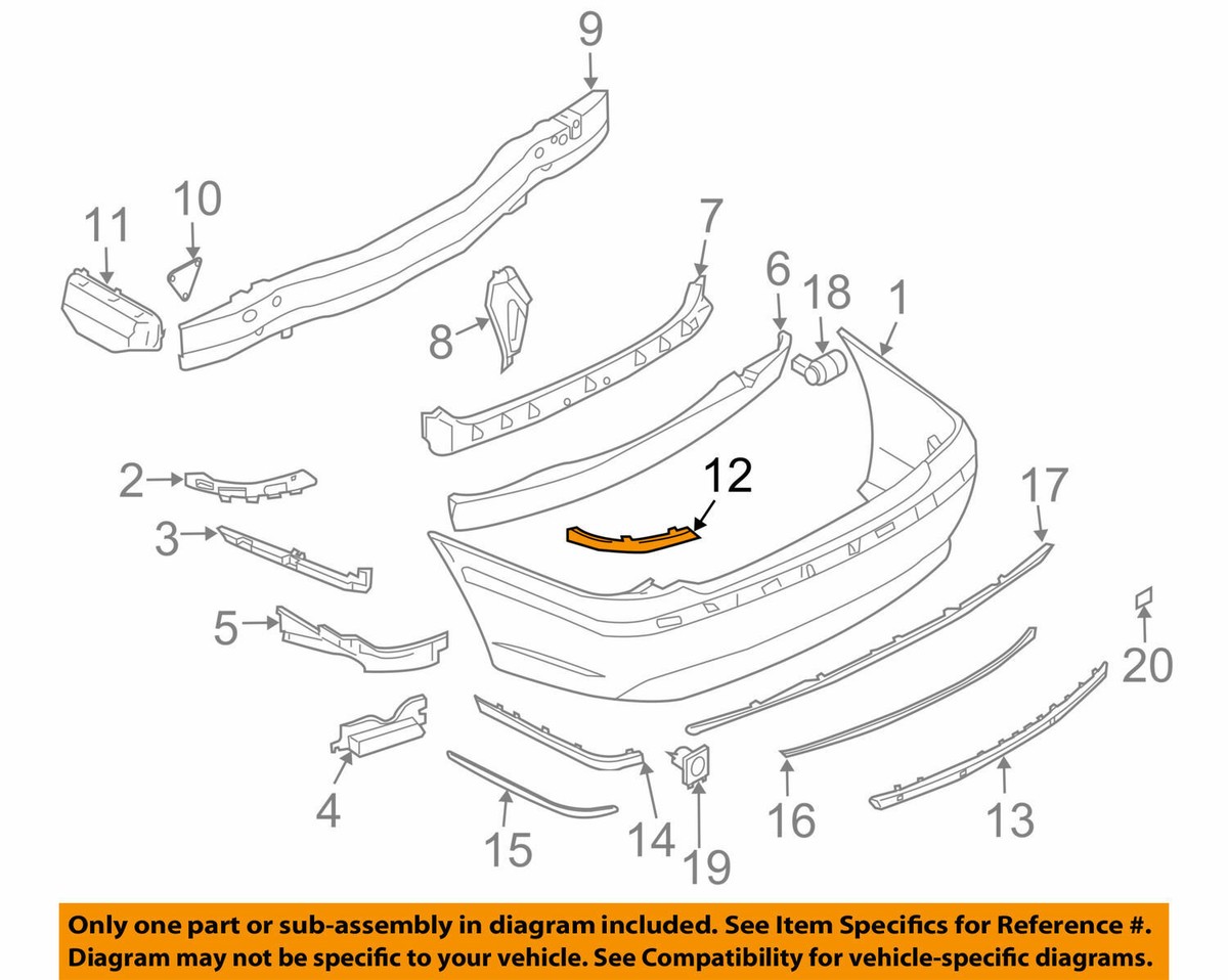 Rear RH Upper Bumper Trim for 03-08 BMW 745i 750i 760i 760Li 