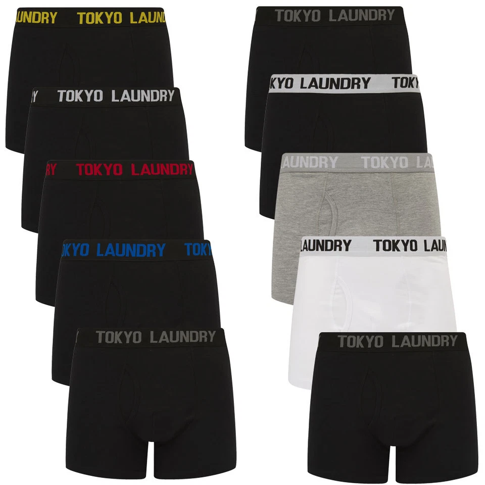 Tokyo Laundry Boxer Shorts Set (5 Pack) Men's Stretch Cotton Underwear Trunks