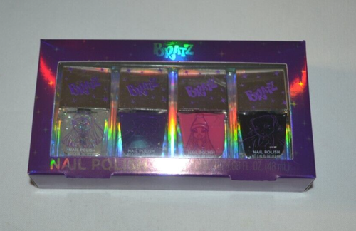 BRATZ NAIL POLISH SET , CLEAR GLITTER , PURPLE , PINK AND BLACK !! - Picture 3 of 5