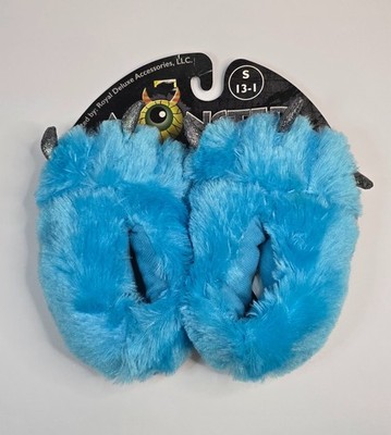 Kids Monster Slippers Blue Furry Claw Plush House Shoes Size S 13-1