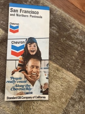 1973 CHEVRON San Francisco and Northern Peninsula Highway Travel Road Street Map