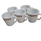 Vintage Pyrex Corning Corelle Butterfly Gold D-Handle Coffee Mugs (Set of 5)