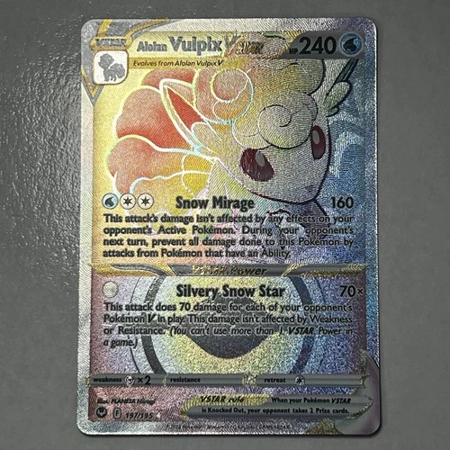 Pokémon TCG Alolan Vulpix SECRET RARE RAINBOW Silver Tempest 197/195 NM Card