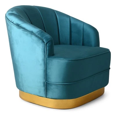 Samtsessel Art Déco Chaise Émeraude Sofa Lounge Muschelstuhl Rétro de Cocktail - Photo 1/4