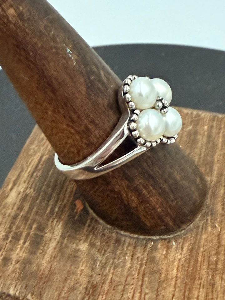 Anillo Honora con racimo de perlas cultivadas de plata 925 talla W9 ¡Marcado dulce! Foto 3 de 4