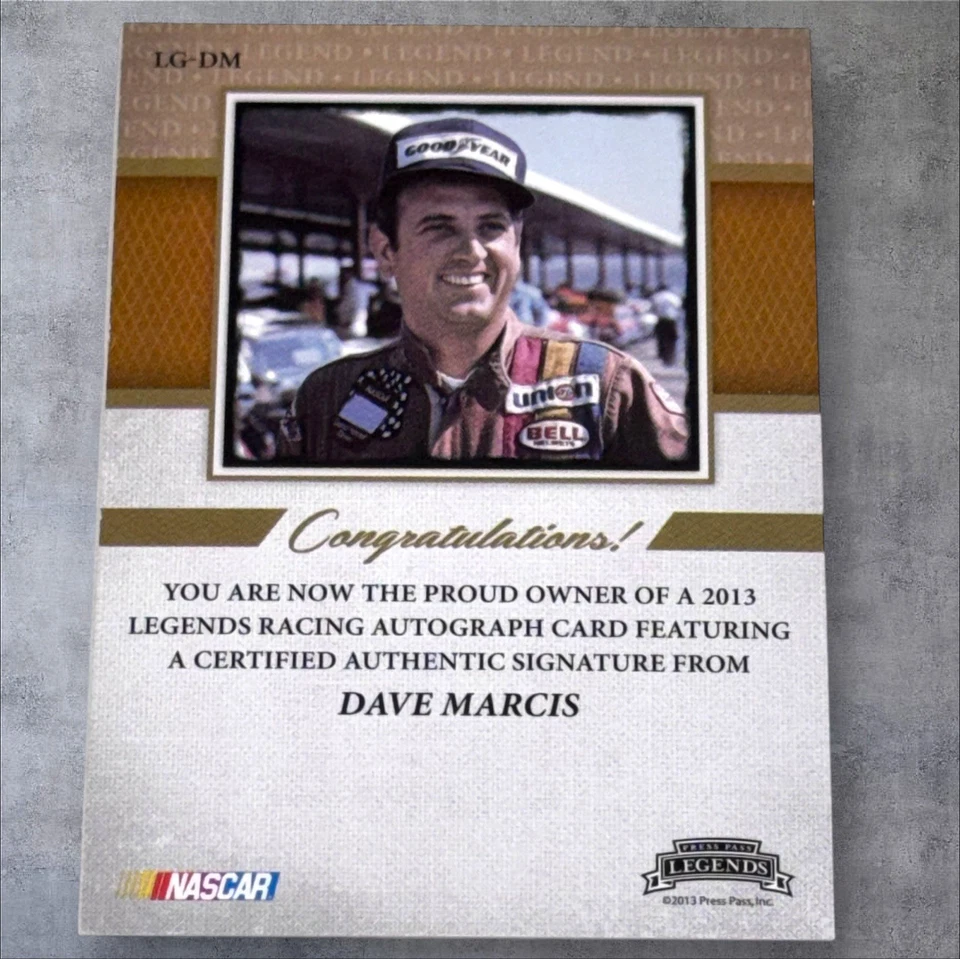 Dave Marcis PACK PULLED signed card + 2013 PRESS PASS LEGENDS GOLD #002/150 - Image 2 of 2