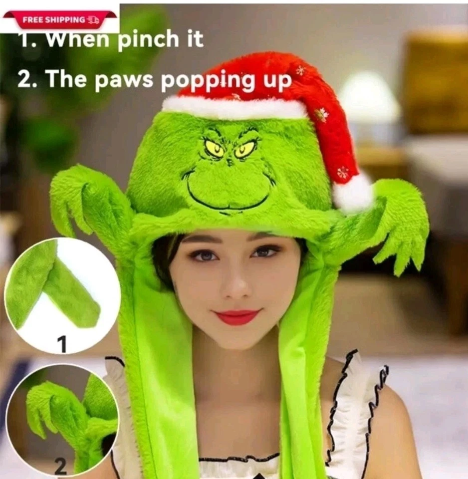 Sombrero de Navidad para Grinch Disfraz Conjunto Accesorios Divertido Fiesta Sombreros Diadema Ma Foto 3 de 4
