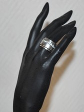 Bague jonc en argent massif 925 et cristaux taille 57