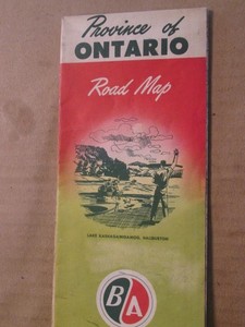 BA British American Oil Company Road Map of Ontario Canada 1945