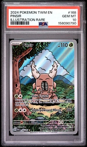 2024 POKEMON TWM EN-TWILIGHT MASQUERADE ILLUSTRATION RARE #168 PINSIR PSA 10