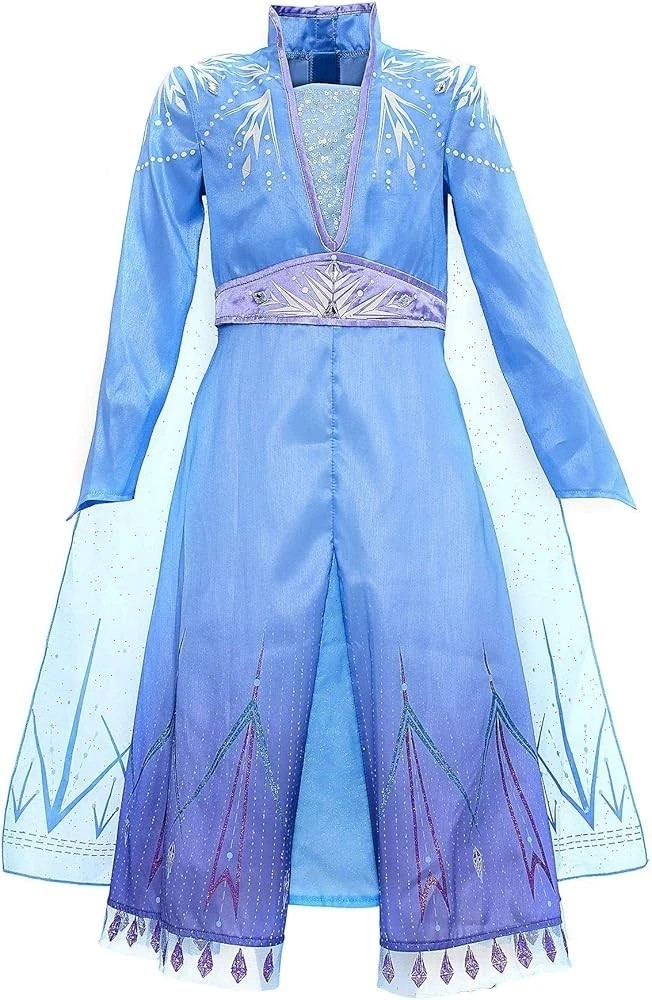 Disney Frozen 2 Vestido Elsa Disfraz Traje de Viaje con Gemas Niñas 3-10 Años