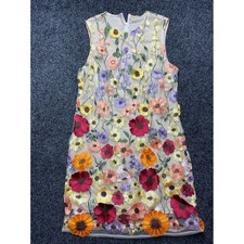 SHEIN Curve Floral Embroidered Mesh Sleeveless Shift Dress 1XL Multi Color