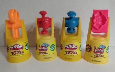 Vintage Play Doh Mini Tools Lot of 4 Cans Hasbro Scissors Mold - NO DOH