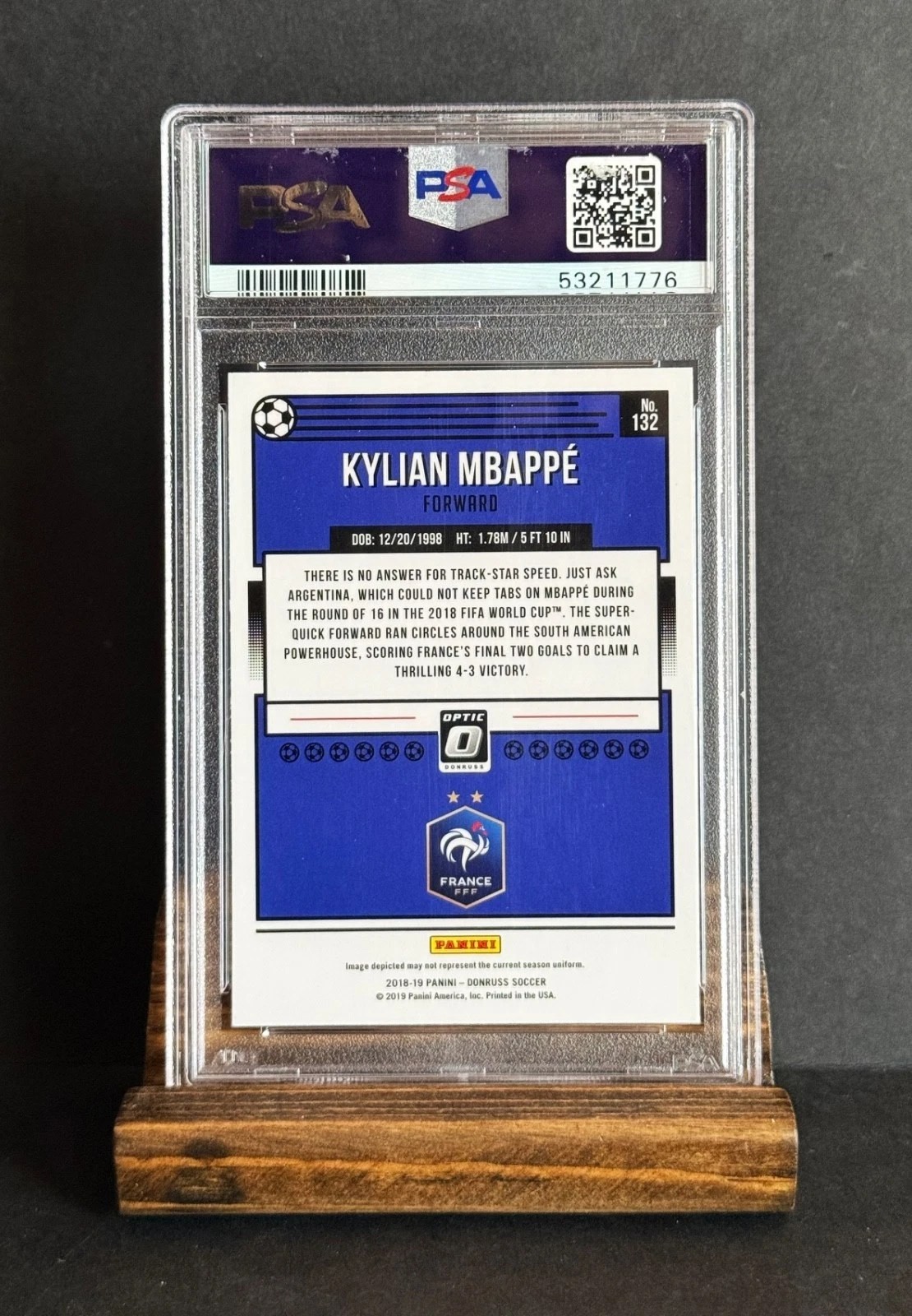 2018 Panini Donruss Optic Kylian Mbappe #132 PSA 10 France World Cup Soccer view 2