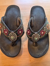 Montana West Aztec Turquoise Flip Flop Sandals 9 